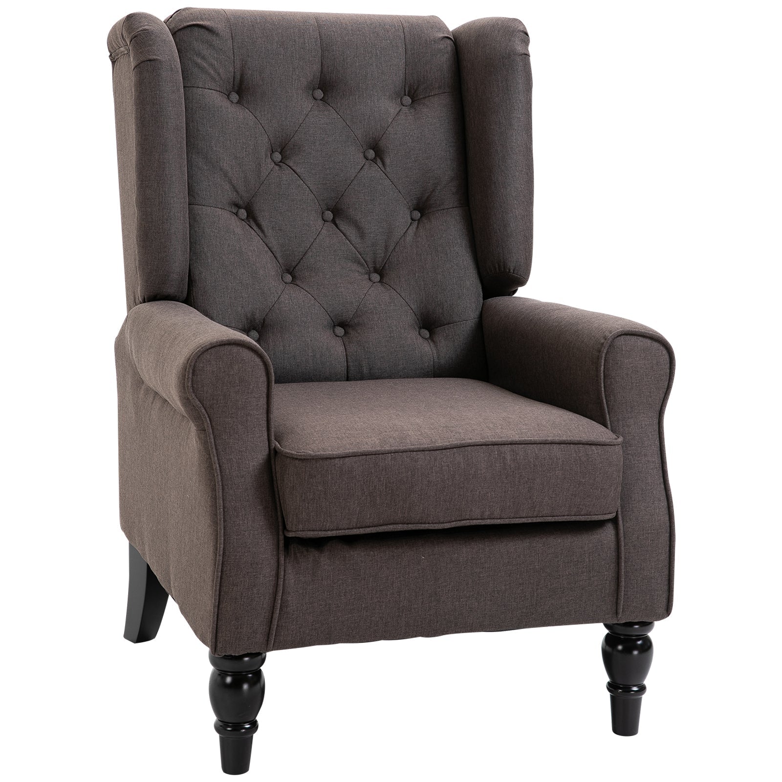 EasyComfort Poltrona per Salotto in Stile Francese with Seduta Imbottita e Cuscini, in Poliestere, 74x86x102 cm, Marrone