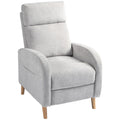 EasyComfort Poltrona Reclinabile 150° max with Poggiapiedi, in Tessuto Effetto Lino, 68x90x106 cm, Grigio Chiaro