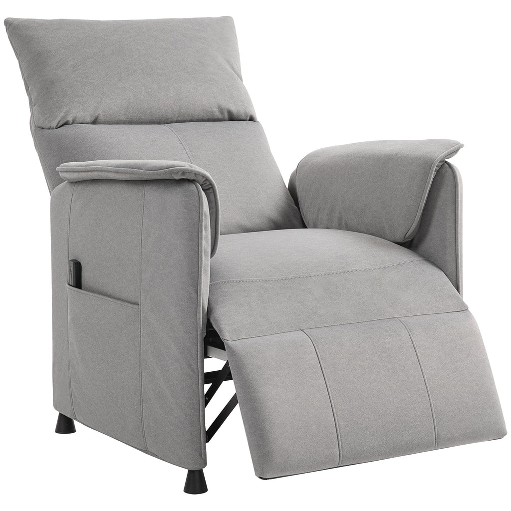 EasyComfort Poltrona Reclinabile Elettrica with Telecomando e Poggiapiedi, in Tessuto Effetto Velluto, 80x83x104 cm, Grigio