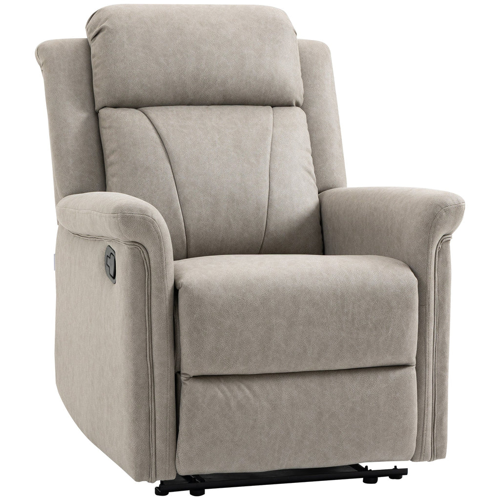 Easycomfort Poltrona Reclinabile Manualmente 135° with Poggiapiedi, Poggiatesta e Braccioli Imbottiti, 78x96x102 cm, Grigio