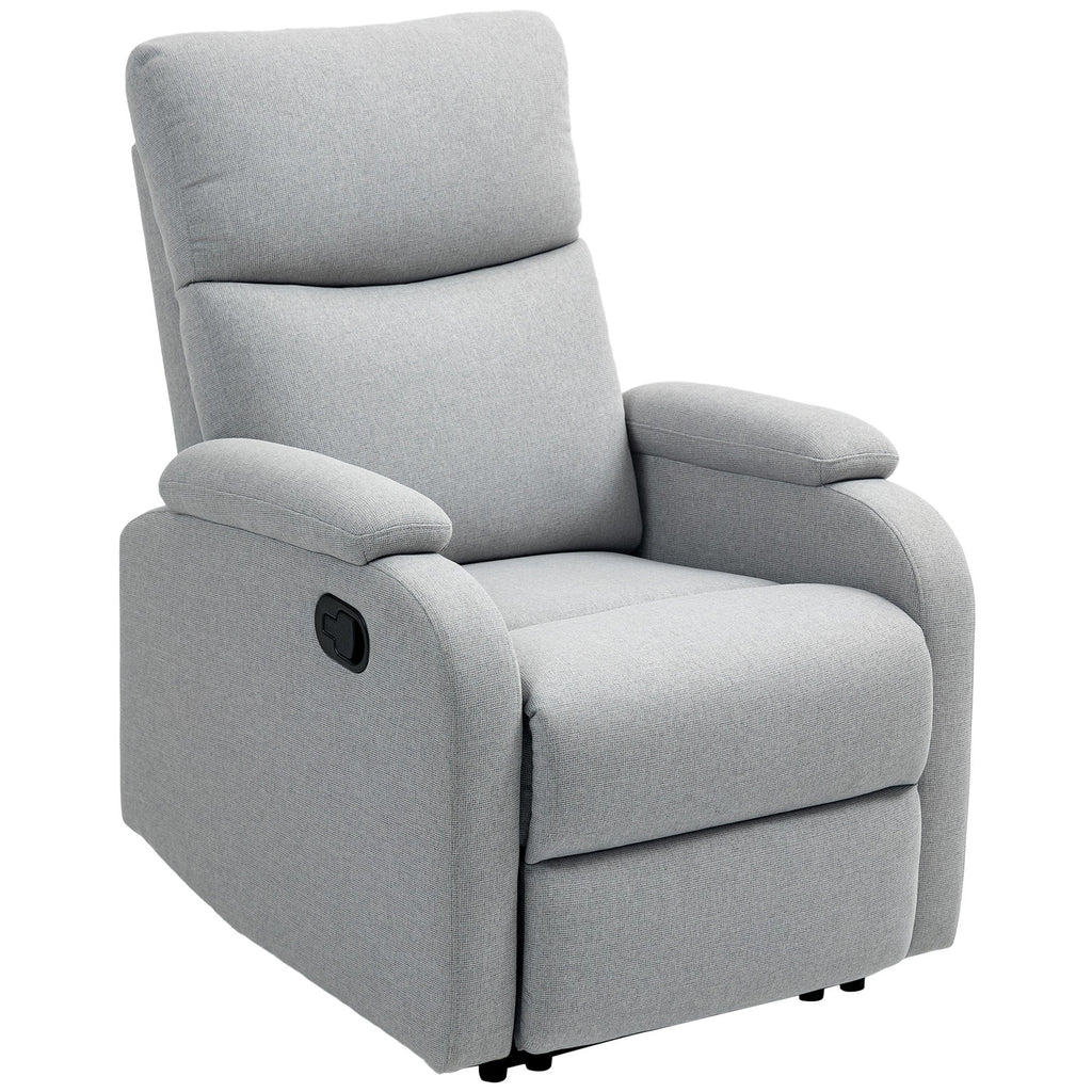 EasyComfort Poltrona Reclinabile Manualmente a 60° Extra Imbottita in Tessuto with Poggiapiedi, Grigio