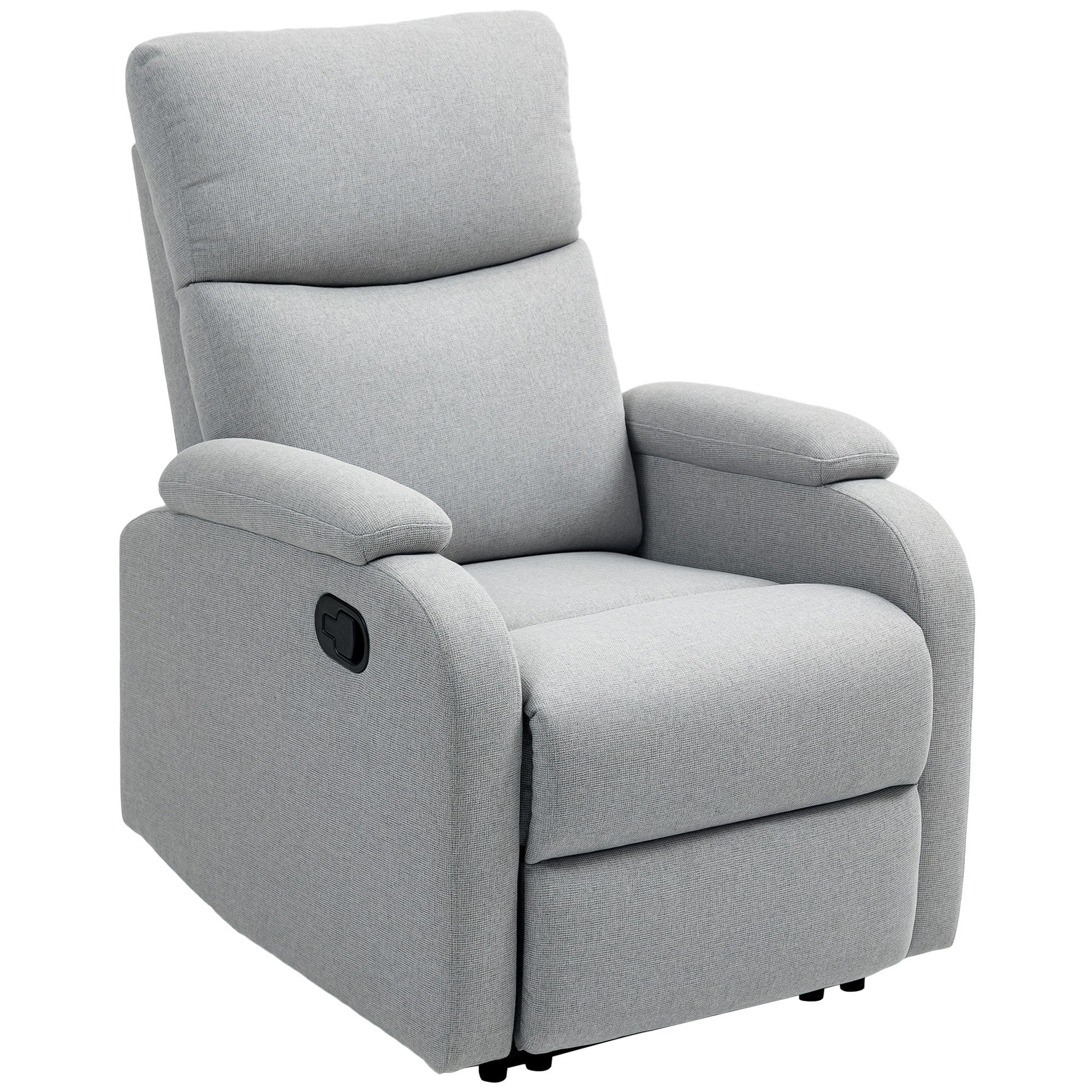 EasyComfort Poltrona Reclinabile Manualmente a 60° Extra Imbottita in Tessuto with Poggiapiedi, Grigio