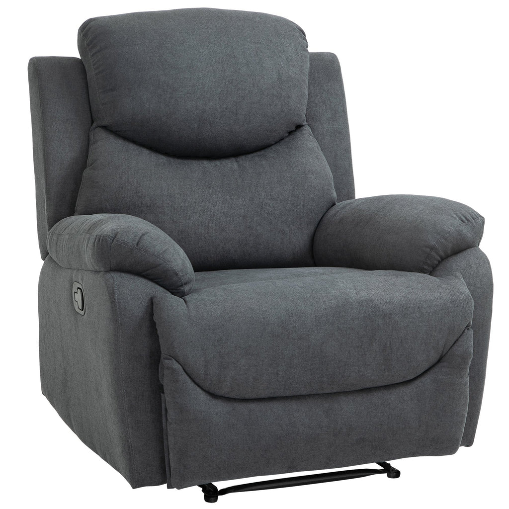 Easycomfort Poltrona Relax Manuale Ergonomica in Tessuto, Poltrona Reclinabile a 150° e Poggiapiedi per Casa e Ufficio, 93x88x102cm, Grigio Scuro