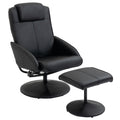 Easycomfort Poltrona Relax Reclinabile with Pouf Poggiapiedi Abbinato e Rivestimento in Finta pelle, black