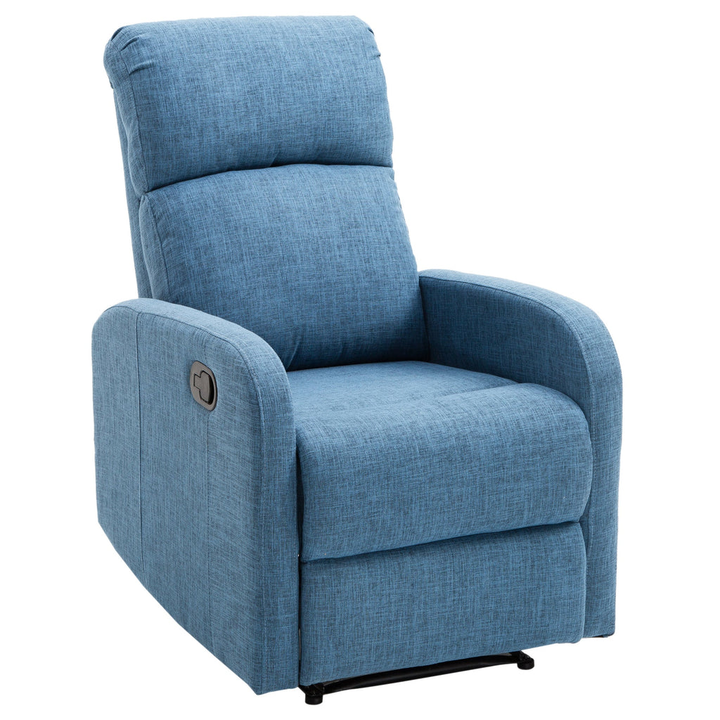 Easycomfort Poltrona Relax Reclinabile Manuale with Poggiapiedi Portata 125kg Tessuto di Lino 67 × 83 × 107cm Blu