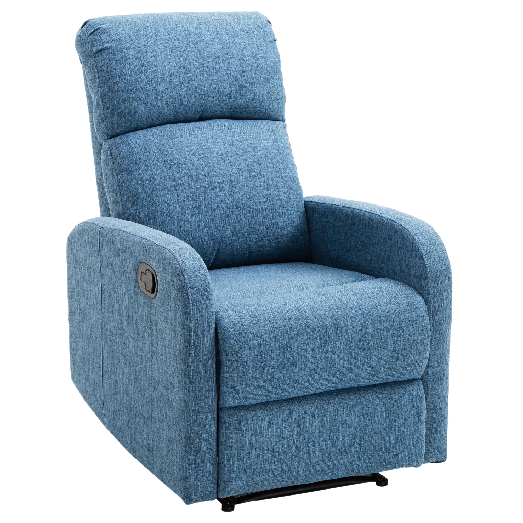 Easycomfort Poltrona Relax Reclinabile Manuale with Poggiapiedi Portata 125kg Tessuto di Lino 67 × 83 × 107cm Blu
