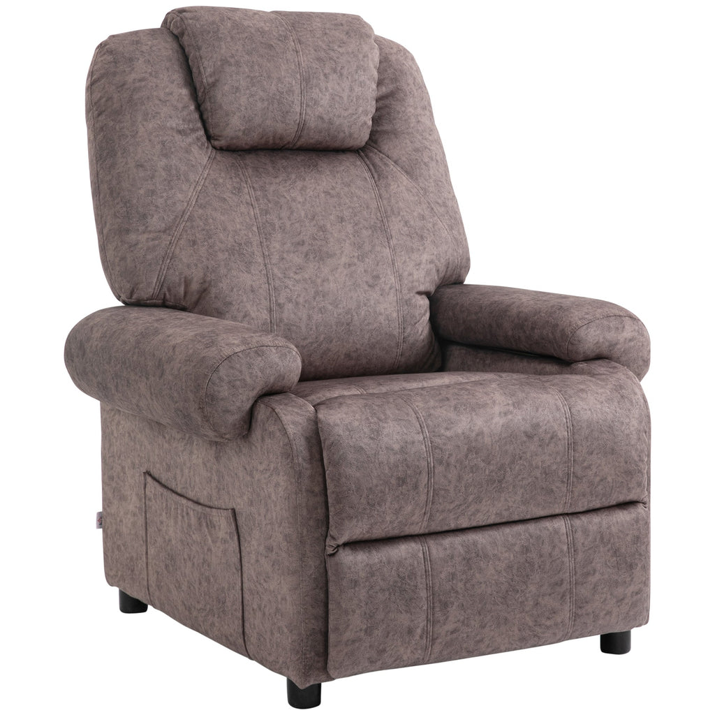 Easycomfort Poltrona Relax Reclinabile Manualmente in Tessuto with Imbottitura Extra, Marrone