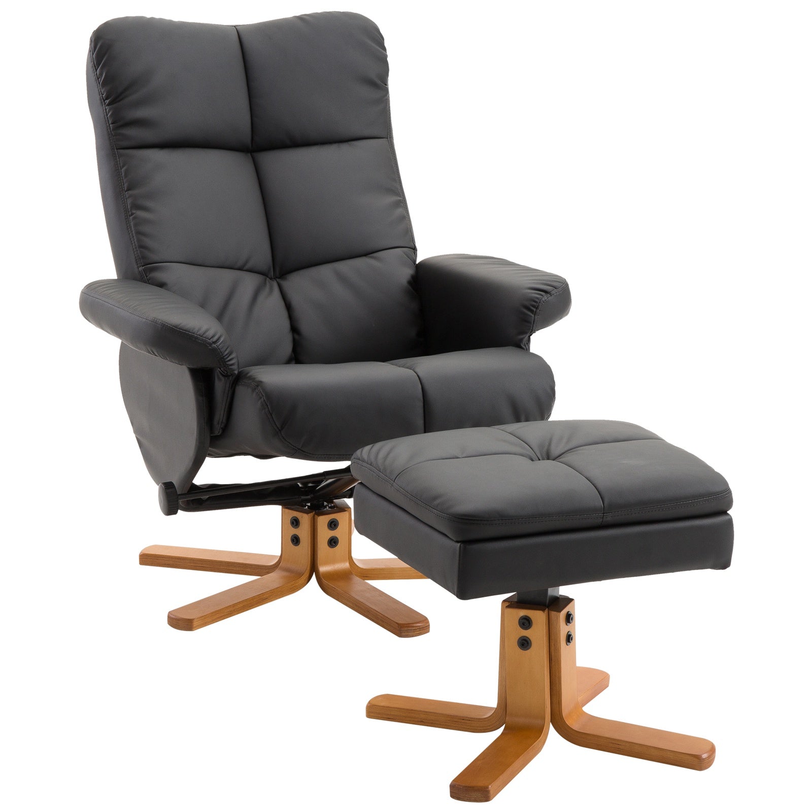 Easycomfort Poltrona Sedia Relax Reclinabile with Poggiapiedi in Pelle PU black