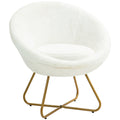 EasyComfort Poltroncina da Camera in Finta Pelliccia with Gambe in Metallo, 75x66x79 cm, white
