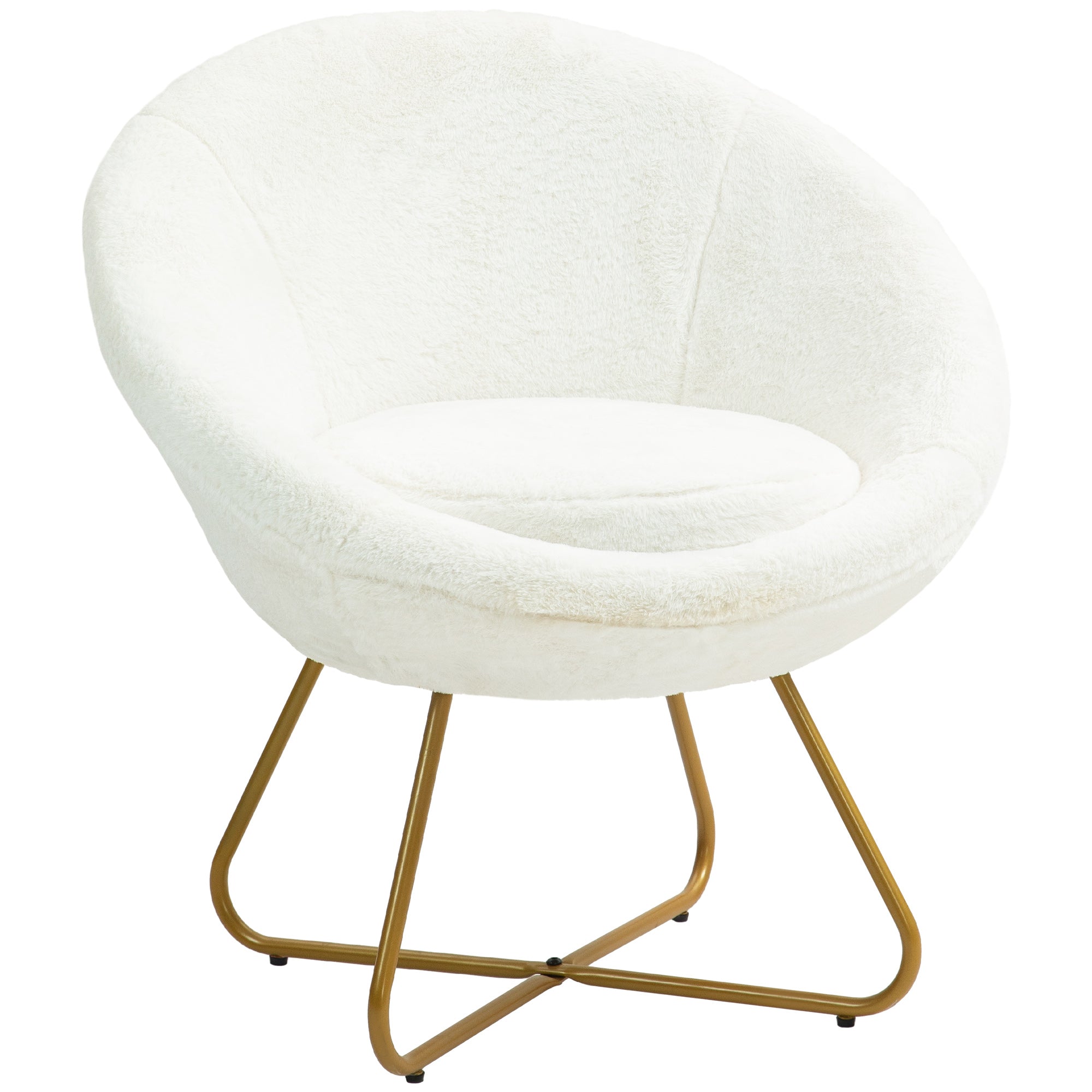 EasyComfort Poltroncina da Camera in Finta Pelliccia with Gambe in Metallo, 75x66x79 cm, white