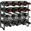 EasyComfort Portabottiglie a 4 Livelli a Onda Impilabili per 16 Bottiglie, in Metallo, 42.5x16.5x41 cm, black
