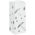 EasyComfort Portaombrelli in Metallo with 4 Ganci e Vaschetta Raccogligocce, 15.5x15.5x41cm, white