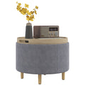 EasyComfort Pouf Contenitore Vellutato da 120 kg max with Vassoio a Ribalta, in MDF e Rovere, 56x56x42 cm, Grigio