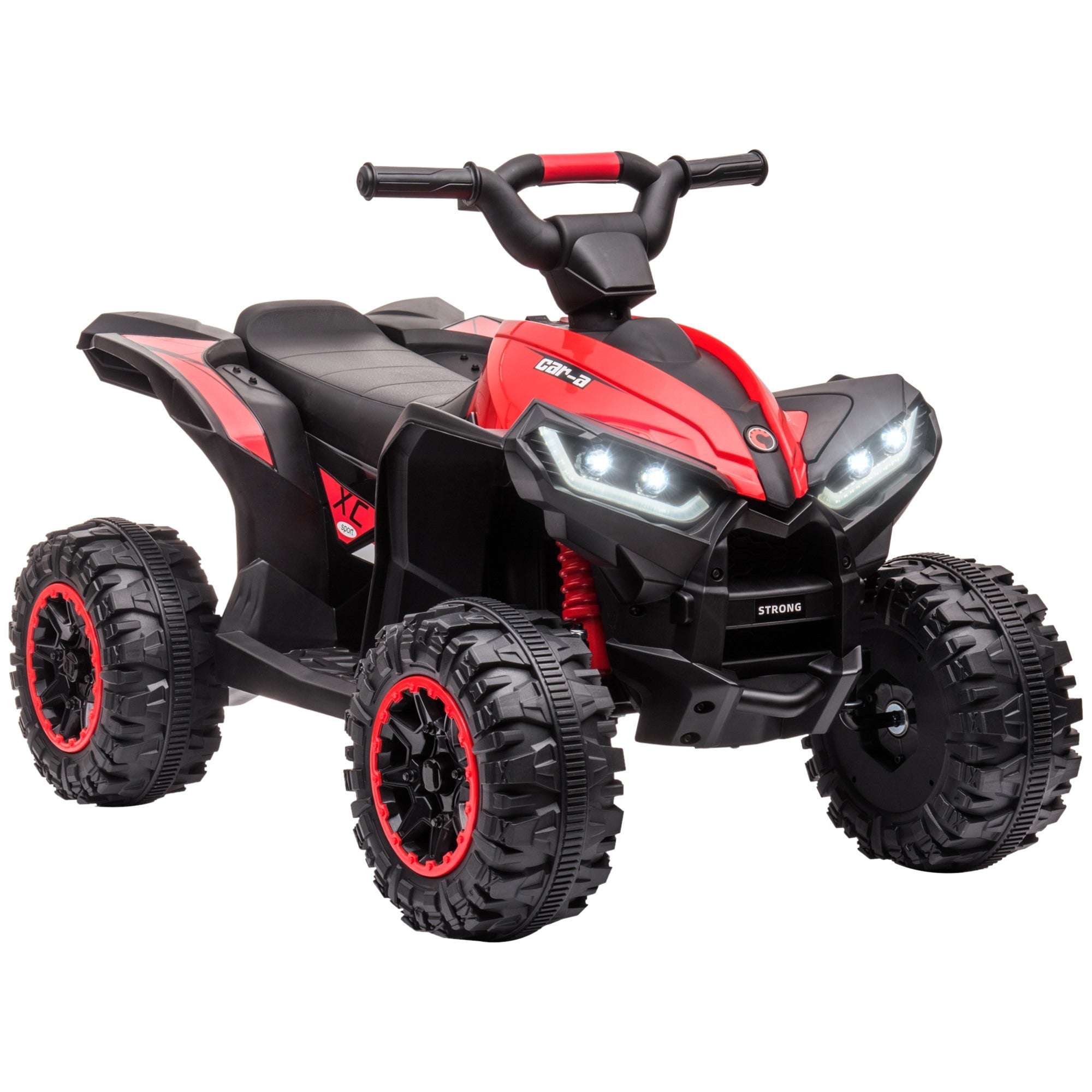 Easycomfort Quad Elettrico per Bambini 12V, 2 Velocità, Ruote Larghe with Sospensioni e Fari LED, Età 3-5 Anni, Rosso