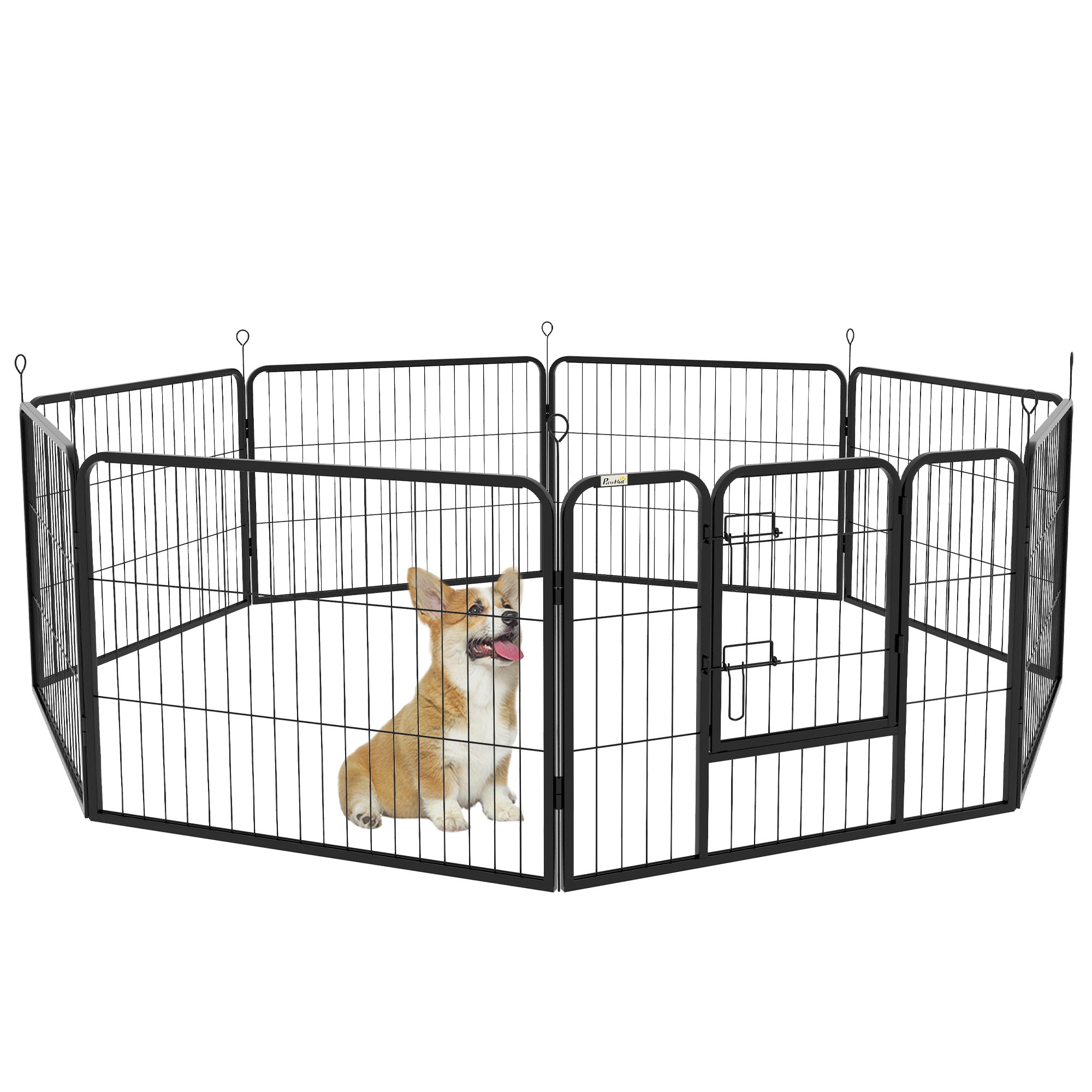 EasyComfort Hondenren 8-delig staal 80L x 60A cm zwart