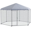 EasyComfort Recinto per Galline con Tetto e Porta Bloccabile in Acciaio per 10-15 Animali, 4x3.5x2.6m