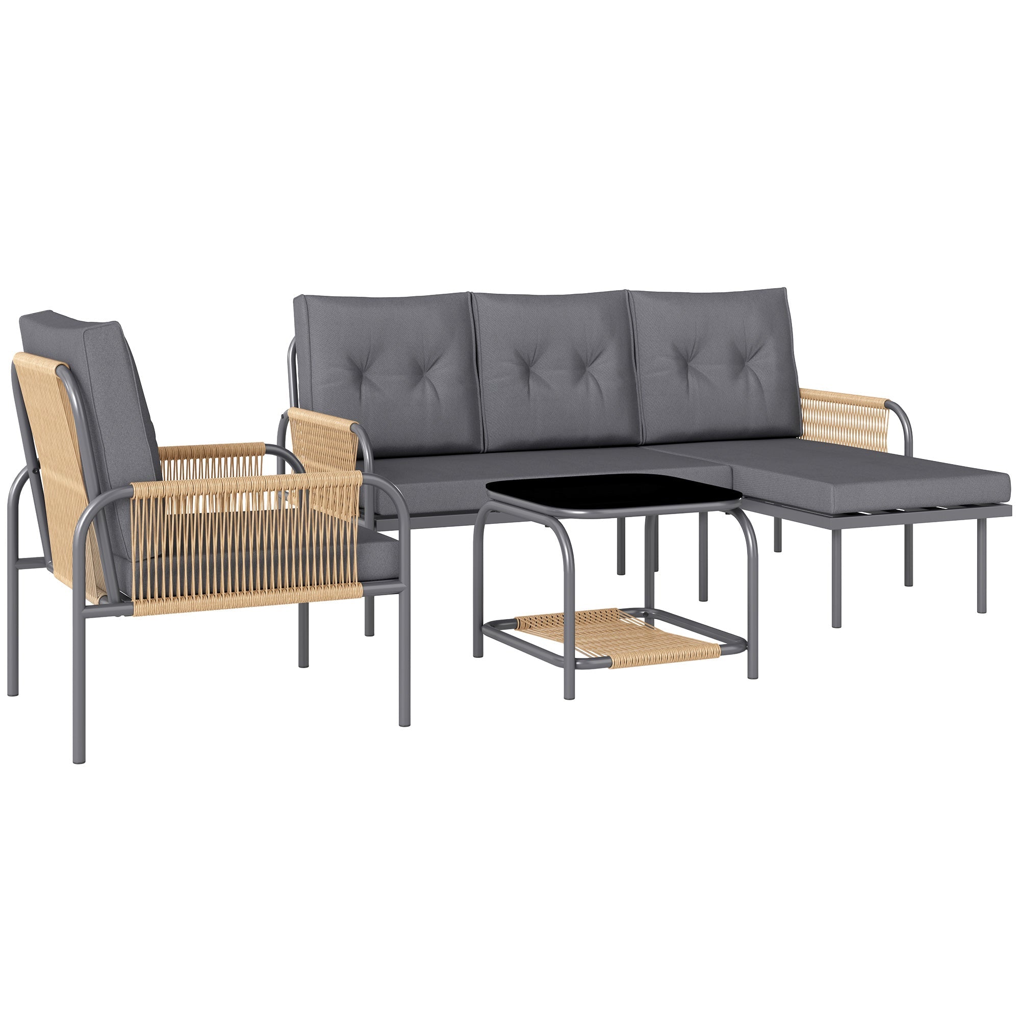 EasyComfort 4-delige rattan tuinset