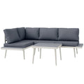 EasyComfort Tuinloungeset 2 banken met verstelbare rugleuning en salontafel, grijs