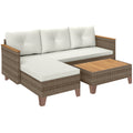 EasyComfort Tuinlounge rattan PE 2-zits met chaise longue crème