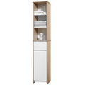 Easycomfort Scaffale Bagno Salvaspazio in Legno, Mobiletto a Colonna with Ripiani, Armadietto e Cassetto, white, 32.6x30x171.2cm