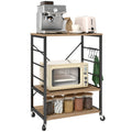 EasyComfort Scaffale da Cucina a 3 Livelli with Ruote e 4 Ganci, Industriale e Struttura in Acciaio,Telaio del carrellino, 60x40x84cm, Teak