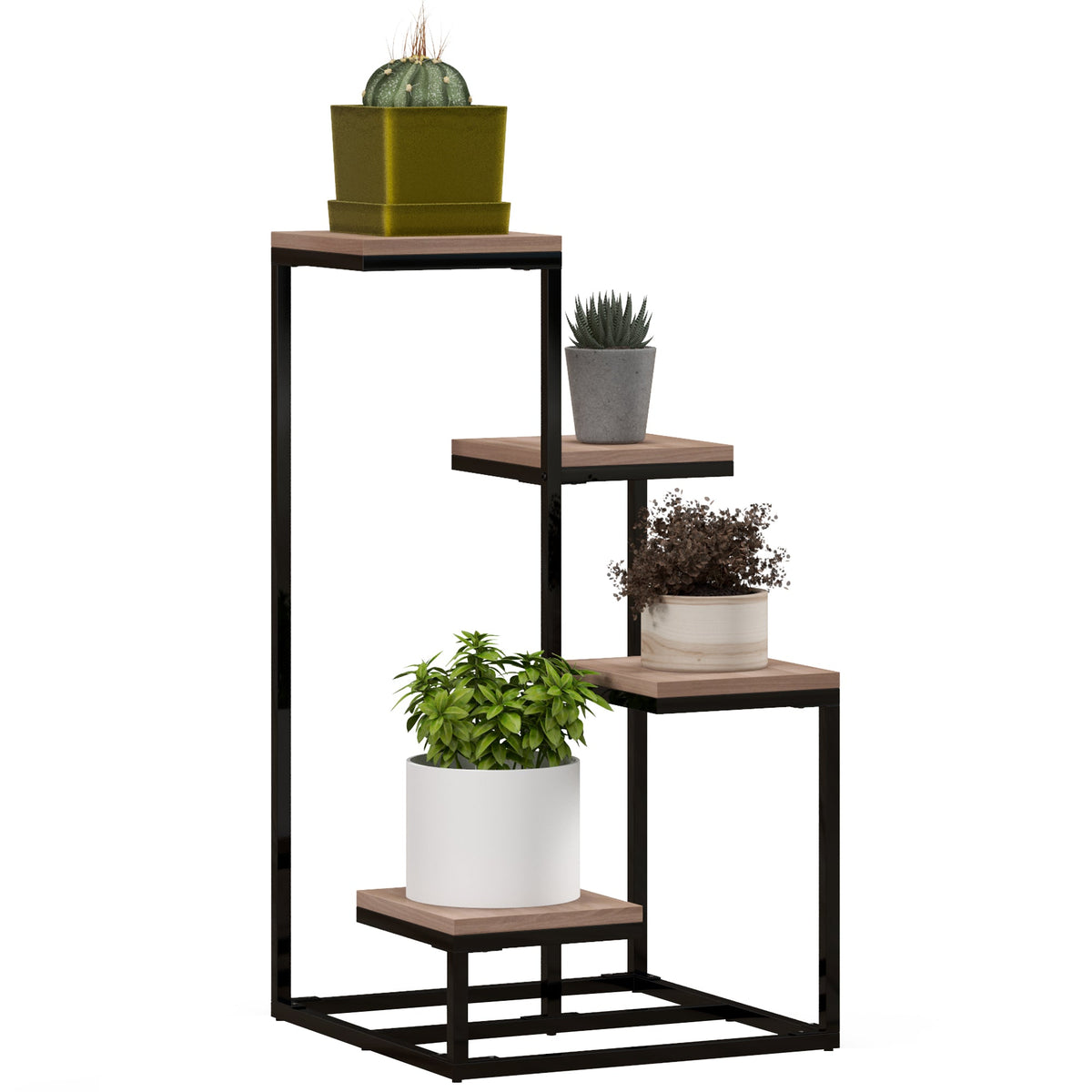 EasyComfort 4-laags plantenrek staal en hout 40x40x75.5 cm