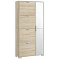 EasyComfort Scarpiera with Specchio per 16 Paia di Scarpe, 4 Cassetti a Ribalta e 2 Armadietti, 82x30x168cm, Rovere