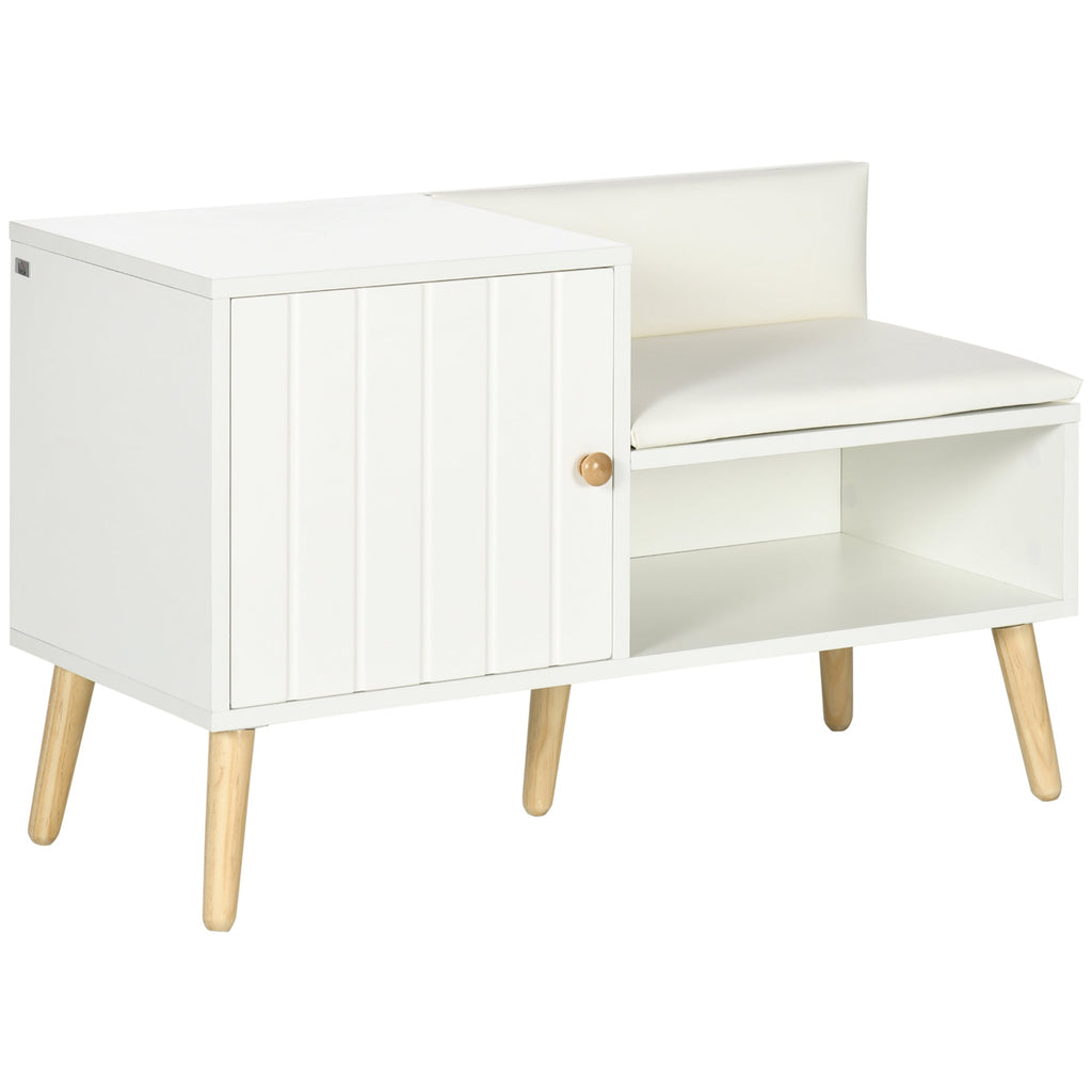 EasyComfort Scarpiera da Ingresso with Seduta Imbottita e Armadietto per 4 Paia di Scarpe, 80x33x49cm, white