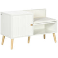 EasyComfort Scarpiera da Ingresso with Seduta Imbottita e Armadietto per 4 Paia di Scarpe, 80x33x49cm, white