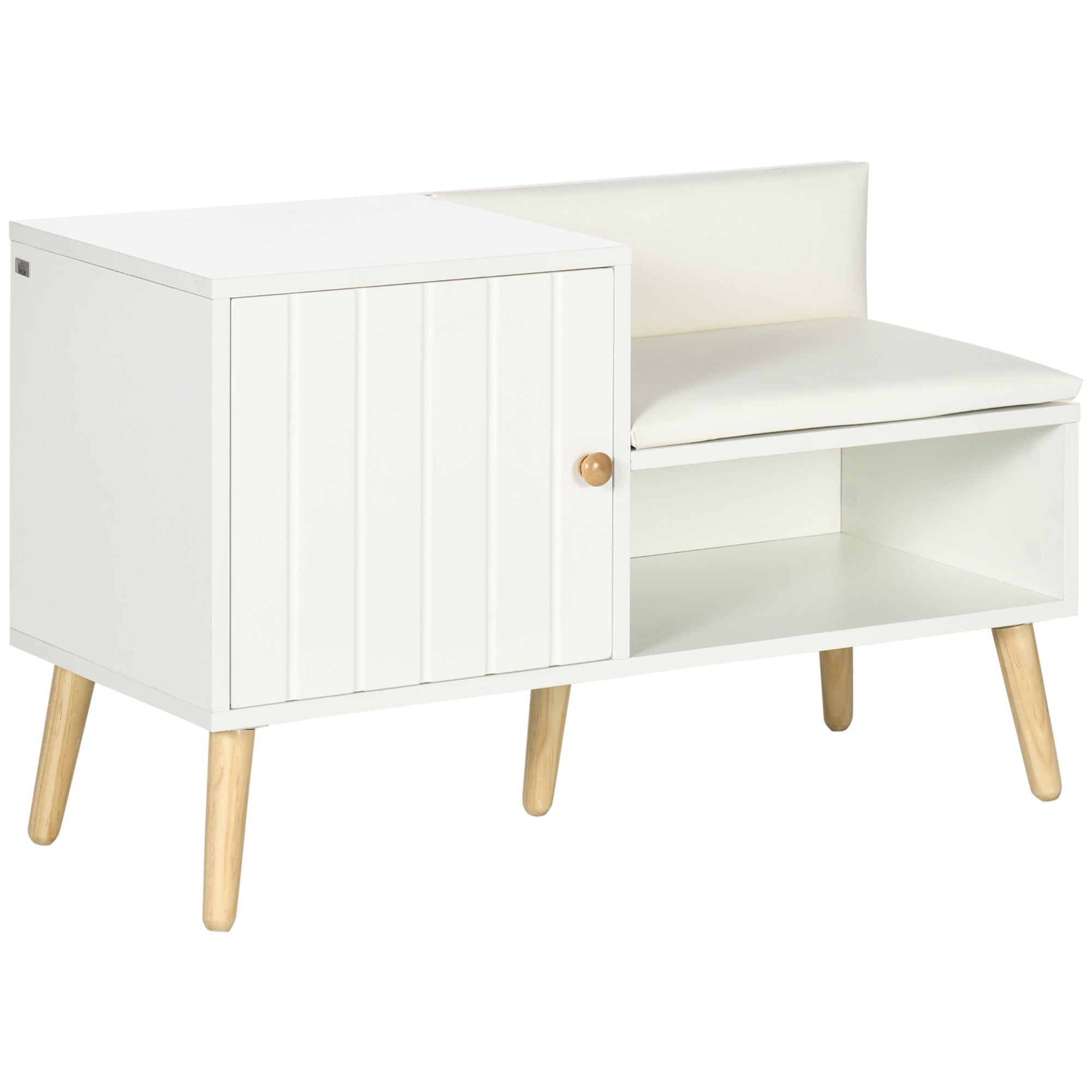 EasyComfort Scarpiera da Ingresso with Seduta Imbottita e Armadietto per 4 Paia di Scarpe, 80x33x49cm, white