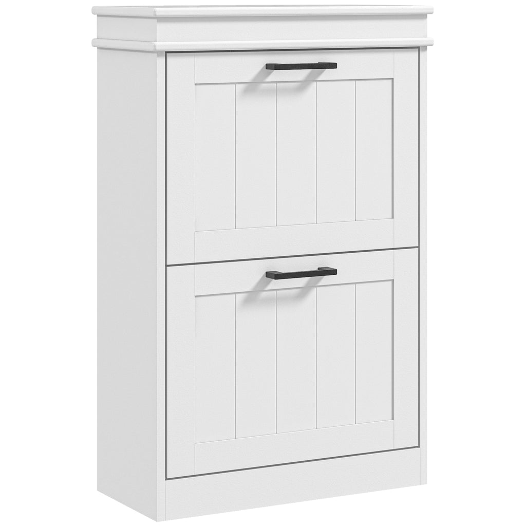 EasyComfort Scarpiera Moderna with 2 Cassetti Ribaltabili per 10 Paia di Scarpe e Ripiano Regolabile, 54x24x82.5cm, white