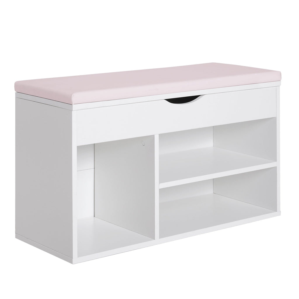 Easycomfort Scarpiera Panca with Sedile Imbottito Ribaltabile da Ingresso Legno 80x30x47cm white