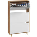 EasyComfort Scarpiera Salvaspazio a 3 Cassetti with Ripiano Regolabile per 18-24 Paia di Scarpe, 72x24x119cm, white