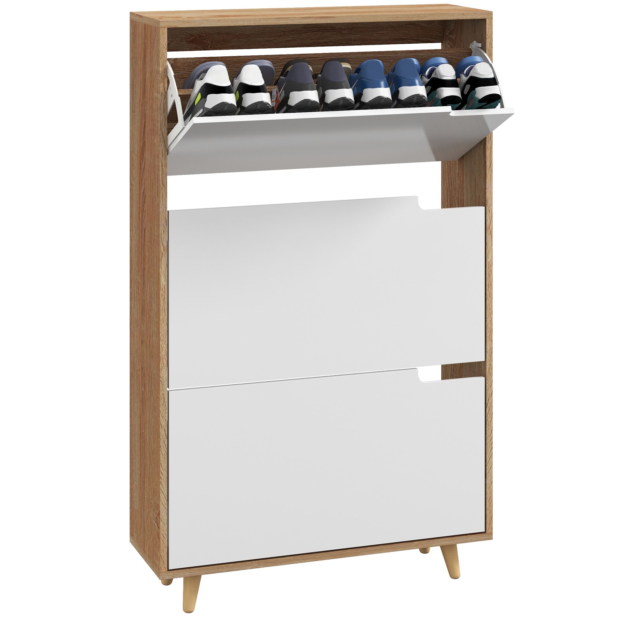 EasyComfort Scarpiera Salvaspazio a 3 Cassetti with Ripiano Regolabile per 18-24 Paia di Scarpe, 72x24x119cm, white