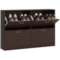 EasyComfort Scarpiera Salvaspazio da 24 Paia with Mensole Regolabili e 4 Cassetti, in Legno, 120x24x81cm, Marrone