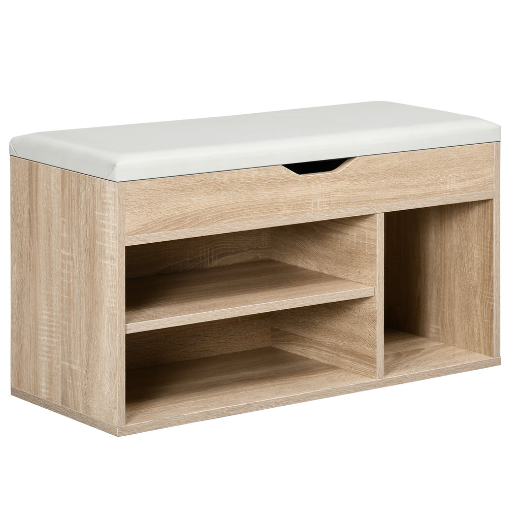 EasyComfort Armadio scarpiera Salvaspazio with 2 Ripiani Aperti e Spazio a Scomparsa, Scarpiera moderna with comodo cuscino, in Legno e PU| Aosom Italy