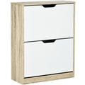 EasyComfort Scarpiera Salvaspazio Slim a 2 Cassetti per 8 Paia di Scarpe 62.5x26x81 cm, Legno e white