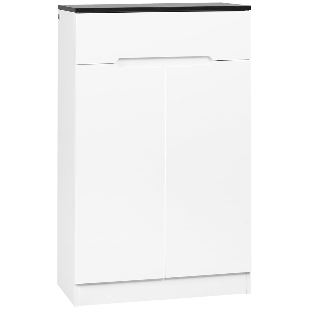 Easycomfort Scarpiera Slim da 12 Paia max per Ingressi with 3 Ripiani Regolabili e Cassetto, in Truciolato white, 60x32x100 cm