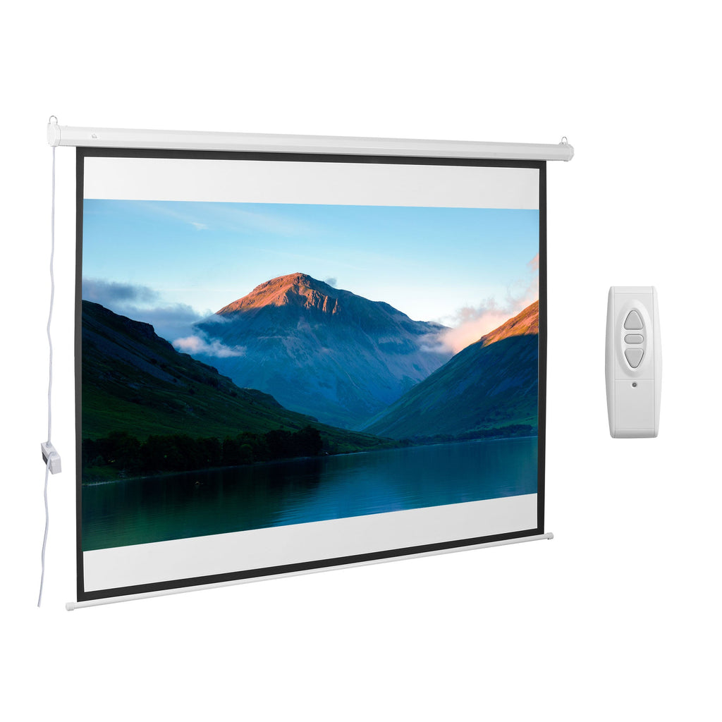 Easycomfort Schermo per Proiettore 100 Pollici Formato 4:3 Regolabile with Telecomando, Schermo di Proiezione Motorizzato Compatto, 203x152 cm, white