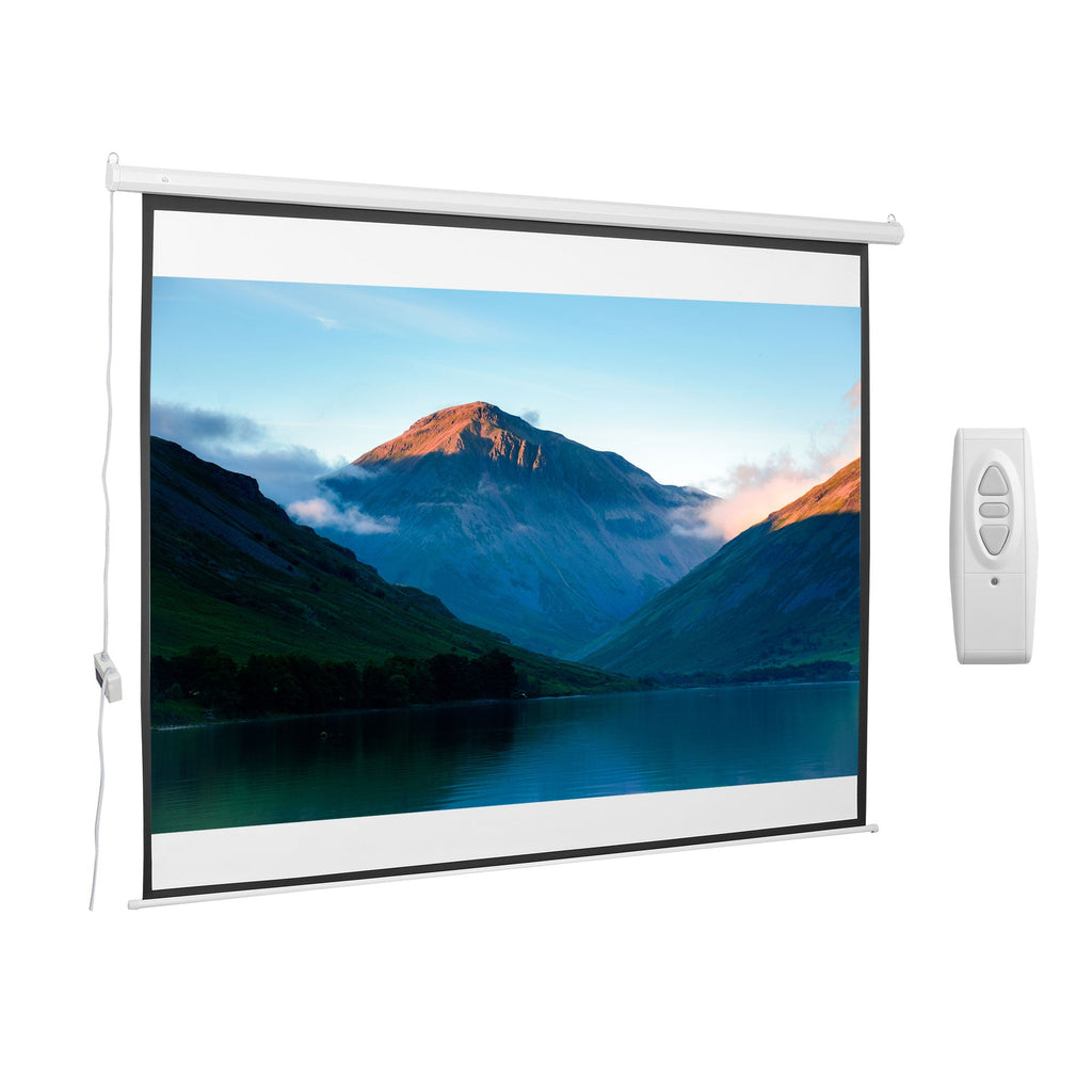 Easycomfort Schermo per Proiettore 120 Pollici Formato 4:3 Regolabile with Telecomando, Schermo di Proiezione Motorizzato Compatto, 244x183 cm, white