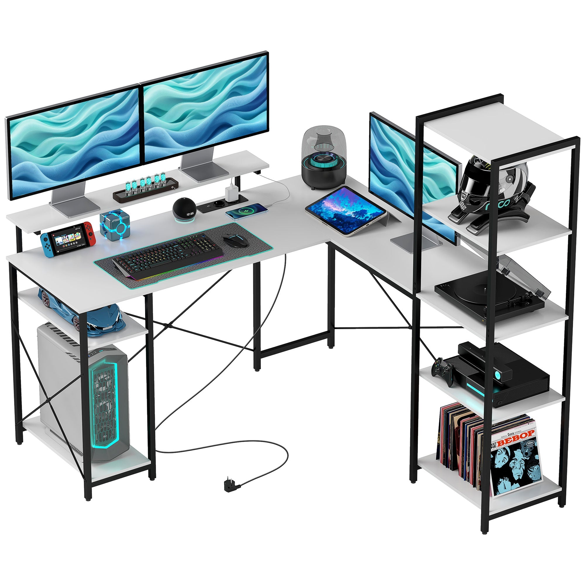 EasyComfort hoekbureau met stroom- en USB-aansluiting
