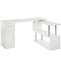EasyComfort Scrivania Angolare Moderna in Legno with Cassetto, Armadietto e Mensole, Arredamento per Ufficio e Casa, white