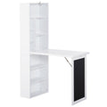 Easycomfort Scrivania PC Pieghevole with Libreria a 9 Ripiani in Legno e Metallo, 98x51x153 cm, white