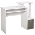 Easycomfort Scrivania Moderna per PC with Mensola Porta Tastiera, Ripiano e Cassetto in Tessuto, in Legno, 100x40x86.6cm, white
