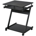 Easycomfort Scrivania per Computer Porta PC Classico e Salvaspazio, Scrivania per cameretta with Piano Tastiera a Scomparsa, 4 Ruote e Ripiano Inferiore black 60x48x73cm
