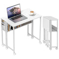 EasyComfort inklapbaar bureau met plank en wielen, wit