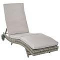 EasyComfort Sdraio da Giardino in Rattan PE con Schienale Regolabile e Cuscino, 207x70x70cm, Grigio