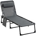 EasyComfort Sdraio da Giardino Pieghevole with Schienale Reclinabile su 5 Posizioni e Cuscino, 185x58x30cm, Grigio