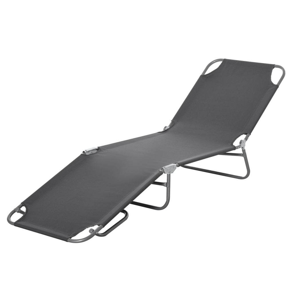 EASYCOMFORT Folding Garden Deckchair in Metal and Oxford Fabric, Breathable Sun Lounger 187L x 55P x 24Acm Gray