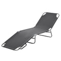 EASYCOMFORT Folding Garden Deckchair in Metal and Oxford Fabric, Breathable Sun Lounger 187L x 55P x 24Acm Gray